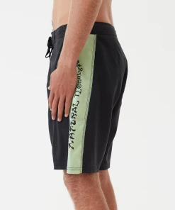 Afends Mens Natural Technology - Hemp Fixed Waist Boardshorts - Black NEW ARRIVALS