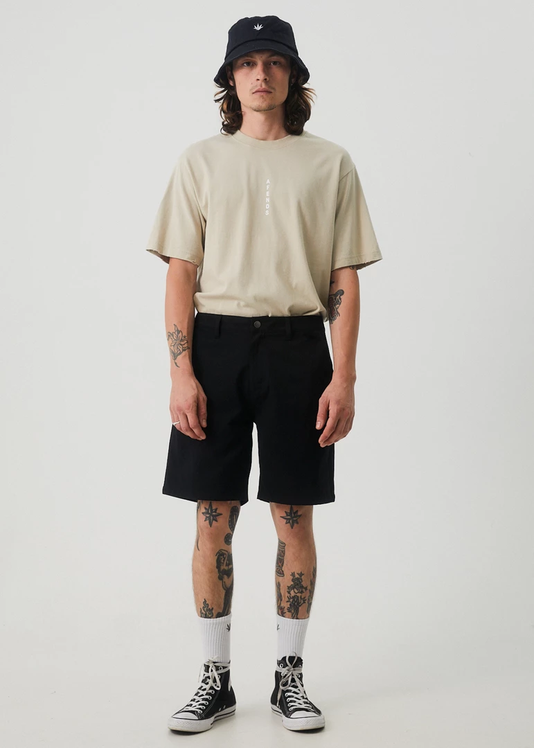 Afends Mens Ninety Twos - Recycled Fixed Waist Shorts - Black 2 Afends Mens Ninety Twos - Recycled Fixed Waist Shorts - Black