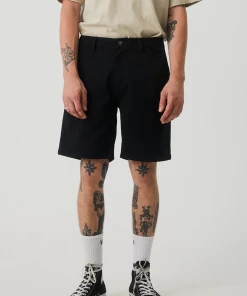 Afends Mens Ninety Twos - Recycled Fixed Waist Shorts - Black
