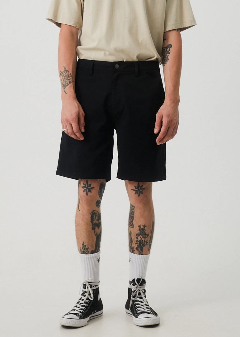 Afends Mens Ninety Twos - Recycled Fixed Waist Shorts - Black 1 Afends Mens Ninety Twos - Recycled Fixed Waist Shorts - Black