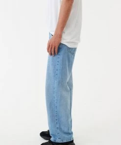Afends Mens Pablo - Hemp Denim Baggy Jeans - Worn Blue