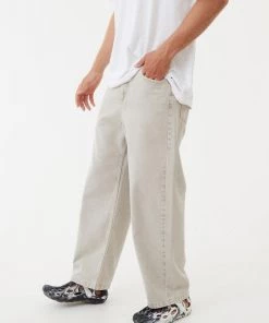 NEW ARRIVALS Afends Mens Pablo - Organic Denim Baggy Jeans - Faded Cement