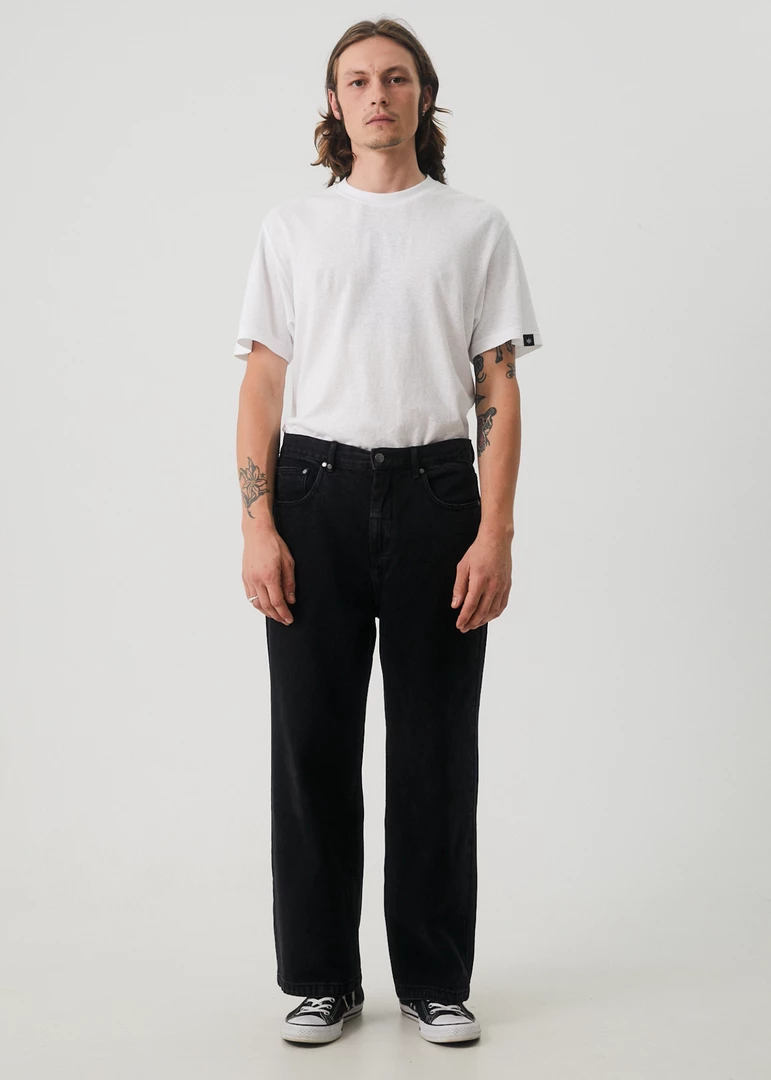 NEW ARRIVALS Afends Mens Pablo - Organic Denim Baggy Jeans - Washed Black 2 NEW ARRIVALS Afends Mens Pablo - Organic Denim Baggy Jeans - Washed Black