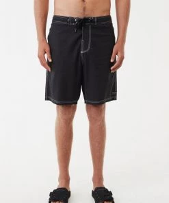 Afends Mens Surf Related - Hemp Fixed Waist Boardshorts - Black