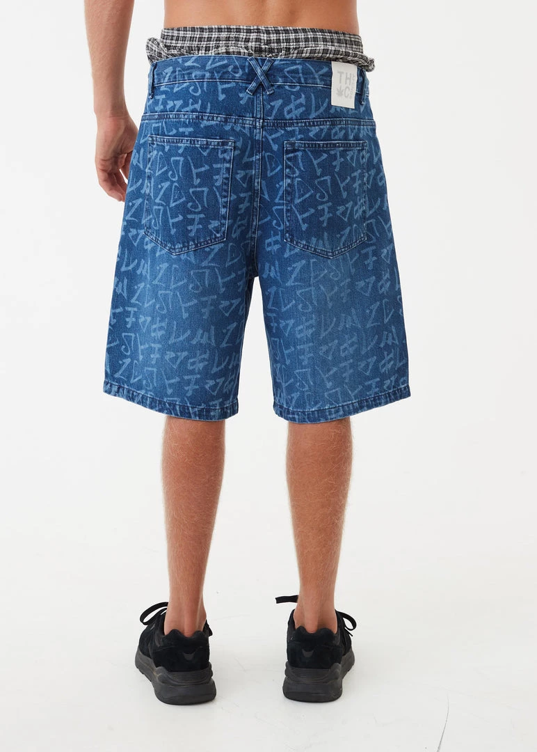 NEW ARRIVALS Afends Mens Tagged Lil C - Hemp Denim Baggy Shorts - Graffiti Blue 2 NEW ARRIVALS Afends Mens Tagged Lil C - Hemp Denim Baggy Shorts - Graffiti Blue