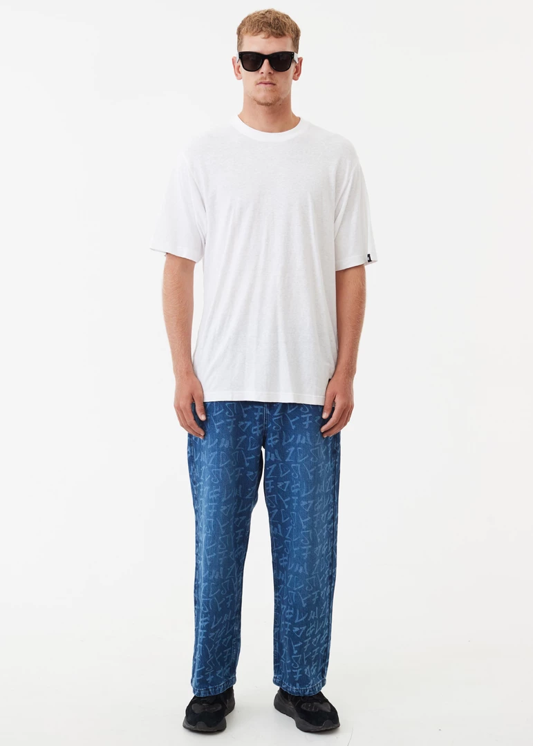 Afends Mens Tagged Pablo - Hemp Denim Baggy Jeans - Graffiti Blue NEW ARRIVALS 2 Afends Mens Tagged Pablo - Hemp Denim Baggy Jeans - Graffiti Blue NEW ARRIVALS