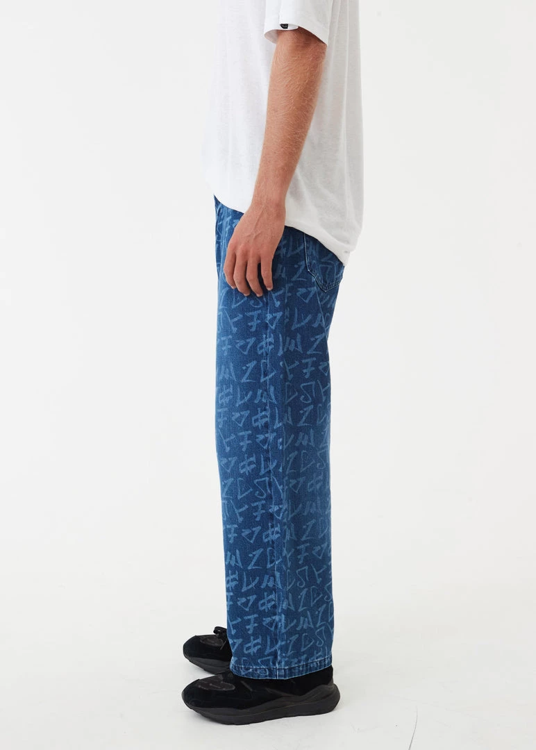 Afends Mens Tagged Pablo - Hemp Denim Baggy Jeans - Graffiti Blue NEW ARRIVALS 3 Afends Mens Tagged Pablo - Hemp Denim Baggy Jeans - Graffiti Blue NEW ARRIVALS