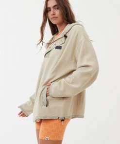 Afends Unisex Anthology - Recycled Reverse Fleece Hoodie - Cement NEW ARRIVALS