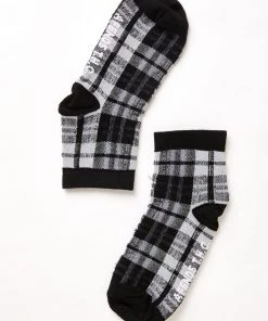 Afends Unisex Asta - Hemp Check Crew Socks - Steel NEW ARRIVALS