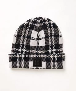 Afends Unisex Asta - Hemp Check Knit Beanie - Steel NEW ARRIVALS