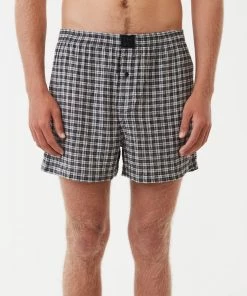 Afends Unisex Asta - Unisex Hemp Check Boxers - Steel NEW ARRIVALS