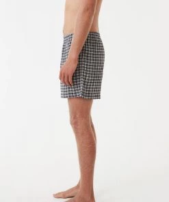 Afends Unisex Asta - Unisex Hemp Check Boxers - Steel NEW ARRIVALS