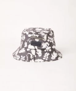 Afends Unisex Bayley - Hemp Printed Bucket Hat - Steel