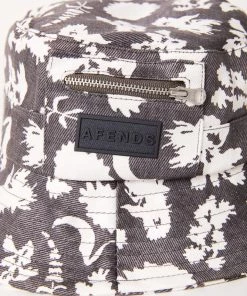 Afends Unisex Bayley - Hemp Printed Bucket Hat - Steel
