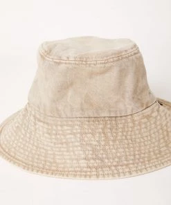 NEW ARRIVALS Afends Unisex Bella - Organic Denim Wide Brim Bucket Hat - Faded Cement