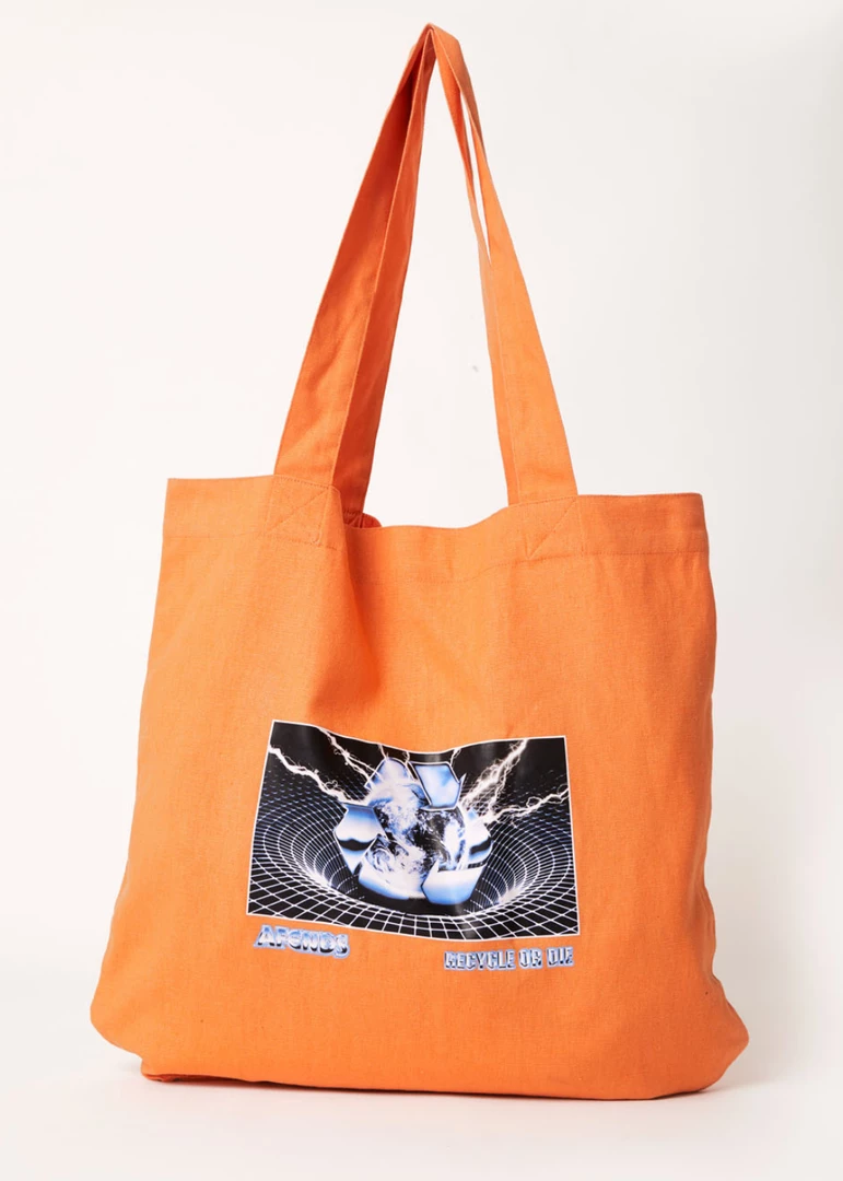 Afends Unisex Chromed - Recycled Tote Bag - Papaya 1 Afends Unisex Chromed - Recycled Tote Bag - Papaya