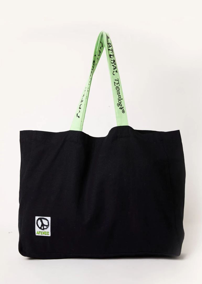 Afends Unisex Natural Technology - Hemp Oversized Tote Bag - Black NEW ARRIVALS 1 Afends Unisex Natural Technology - Hemp Oversized Tote Bag - Black NEW ARRIVALS