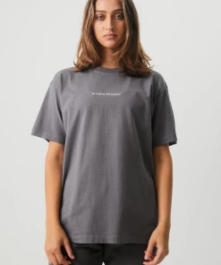 Afends Unisex Return - Unisex Organic Oversized T-Shirt - Steel