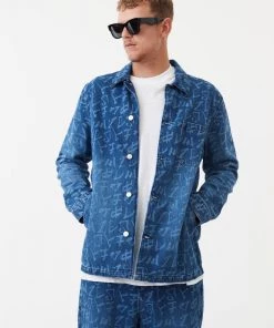 NEW ARRIVALS Afends Unisex Tagged - Unisex Hemp Denim Jacket - Graffiti Blue