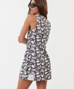 Afends Womens Bayley - Hemp Mini Dress - Steel