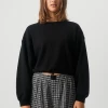 NEW ARRIVALS Afends Womens Comet - Hemp Cropped Crew Neck Jumper - Black