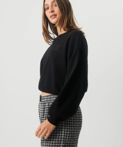 NEW ARRIVALS Afends Womens Comet - Hemp Cropped Crew Neck Jumper - Black