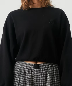 NEW ARRIVALS Afends Womens Comet - Hemp Cropped Crew Neck Jumper - Black