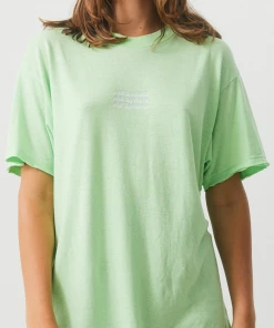 NEW ARRIVALS Afends Womens Elation - Hemp Oversized T-Shirt - Lime Green