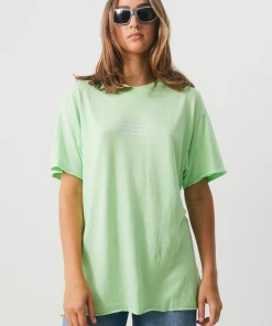 NEW ARRIVALS Afends Womens Elation - Hemp Oversized T-Shirt - Lime Green