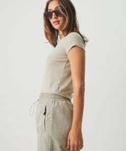 NEW ARRIVALS Afends Womens Faith - Hemp Ribbed T-Shirt - Cement