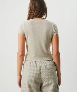 NEW ARRIVALS Afends Womens Faith - Hemp Ribbed T-Shirt - Cement