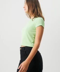 Afends Womens Faith - Hemp Ribbed T-Shirt - Lime Green NEW ARRIVALS