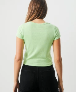Afends Womens Faith - Hemp Ribbed T-Shirt - Lime Green NEW ARRIVALS