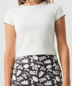 Afends Womens Faith - Hemp Ribbed T-Shirt - Off White