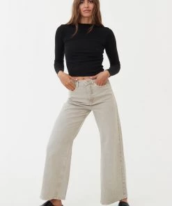 Afends Womens Gigi - Organic Denim Flared Jeans - Faded Cement NEW ARRIVALS