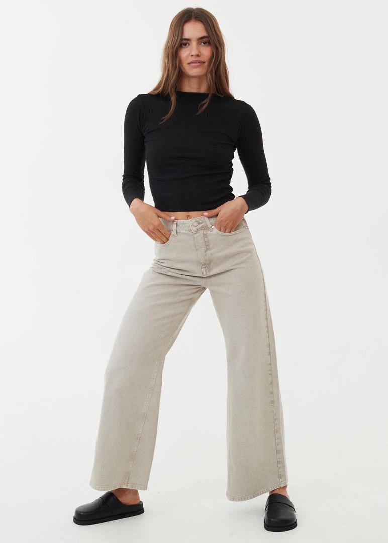 Afends Womens Gigi - Organic Denim Flared Jeans - Faded Cement NEW ARRIVALS 1 Afends Womens Gigi - Organic Denim Flared Jeans - Faded Cement NEW ARRIVALS