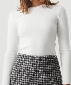 Afends Womens Harvey - Hemp Ribbed Long Sleeve Top - Off White NEW ARRIVALS