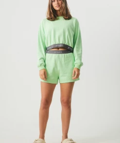 Afends Womens Homebase - Hemp Crew Neck Jumper - Lime Green NEW ARRIVALS