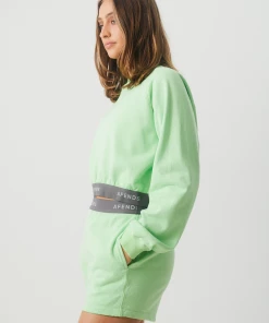 Afends Womens Homebase - Hemp Crew Neck Jumper - Lime Green NEW ARRIVALS