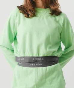 Afends Womens Homebase - Hemp Crew Neck Jumper - Lime Green NEW ARRIVALS