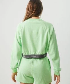 Afends Womens Homebase - Hemp Crew Neck Jumper - Lime Green NEW ARRIVALS