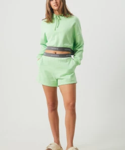 NEW ARRIVALS Afends Womens Homebase - Hemp Cropped Hoodie - Lime Green