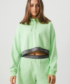 NEW ARRIVALS Afends Womens Homebase - Hemp Cropped Hoodie - Lime Green