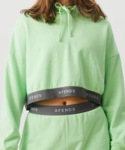 NEW ARRIVALS Afends Womens Homebase - Hemp Cropped Hoodie - Lime Green