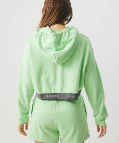 NEW ARRIVALS Afends Womens Homebase - Hemp Cropped Hoodie - Lime Green
