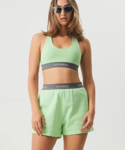 Afends Womens Homebase - Hemp Sweat Shorts - Lime Green NEW ARRIVALS