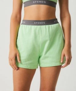 Afends Womens Homebase - Hemp Sweat Shorts - Lime Green NEW ARRIVALS
