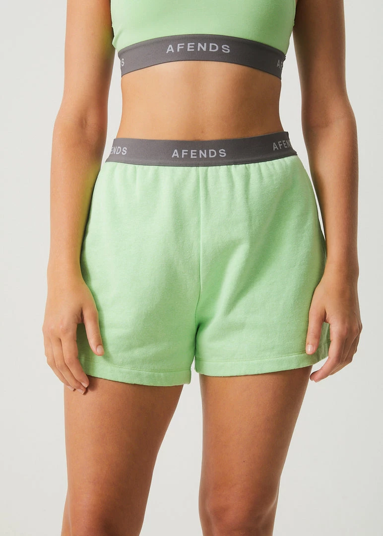 Afends Womens Homebase - Hemp Sweat Shorts - Lime Green NEW ARRIVALS 2 Afends Womens Homebase - Hemp Sweat Shorts - Lime Green NEW ARRIVALS