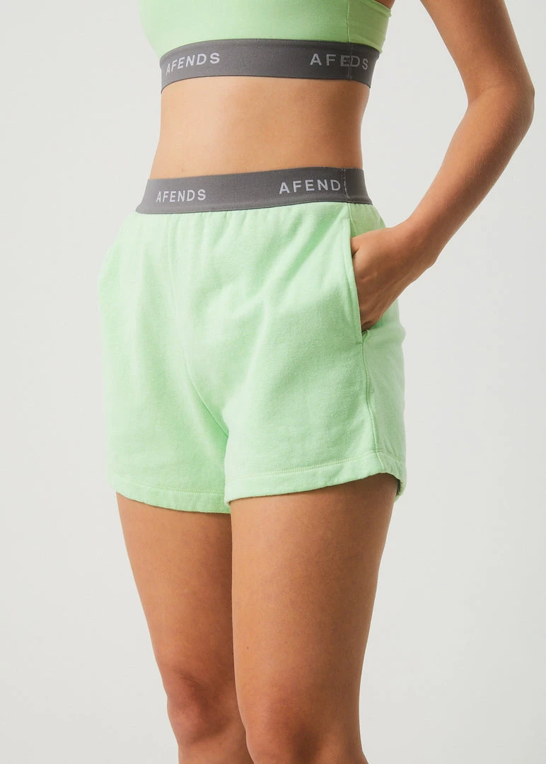 Afends Womens Homebase - Hemp Sweat Shorts - Lime Green NEW ARRIVALS 3 Afends Womens Homebase - Hemp Sweat Shorts - Lime Green NEW ARRIVALS