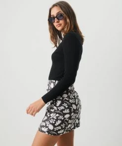 Afends Womens Iconic - Hemp Ribbed Long Sleeve Top - Black NEW ARRIVALS